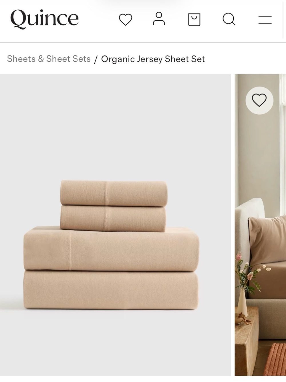 Quince jersey sheet set, king, latte